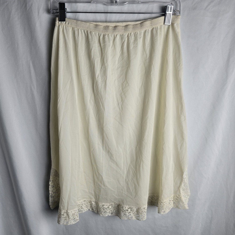 Vintage 60s Dutchmaid Knee‎ Length Nylon Slip Womens Ivory Side Slits Lingerie